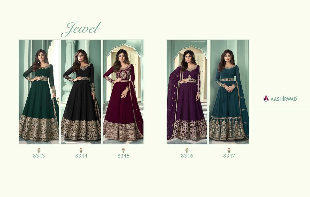 AASHIRWAD JEWEL Latest Fancy Designer Festive Wear Real Georgette Heavy Worked Salwar Suit Collection